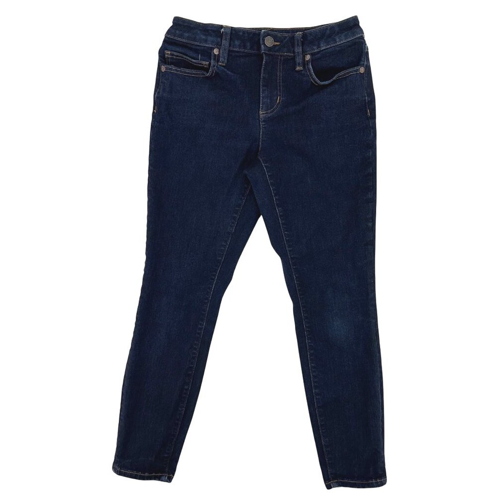 Lands End Mid Rise Dark Wash Skinny Jeans Petite Size 2